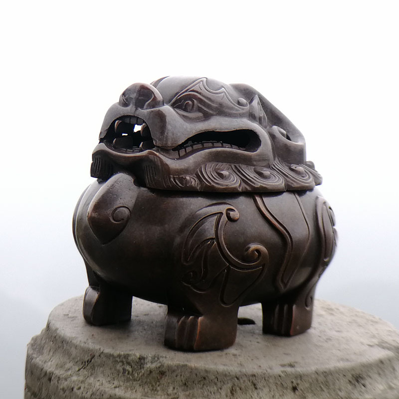 仿古铜合金神兽狻猊香炉苏工皮家用室内檀香炉吉祥熏香炉摆件