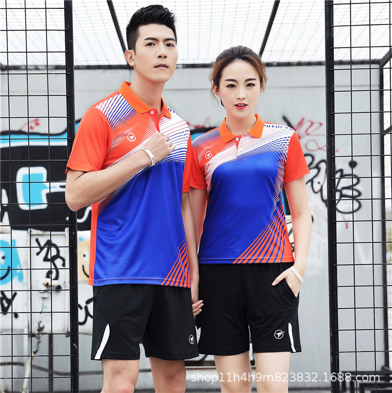 羽毛球服套装男定制春夏乒乓球运动服速干短袖羽毛球衣服女子印字-阿
