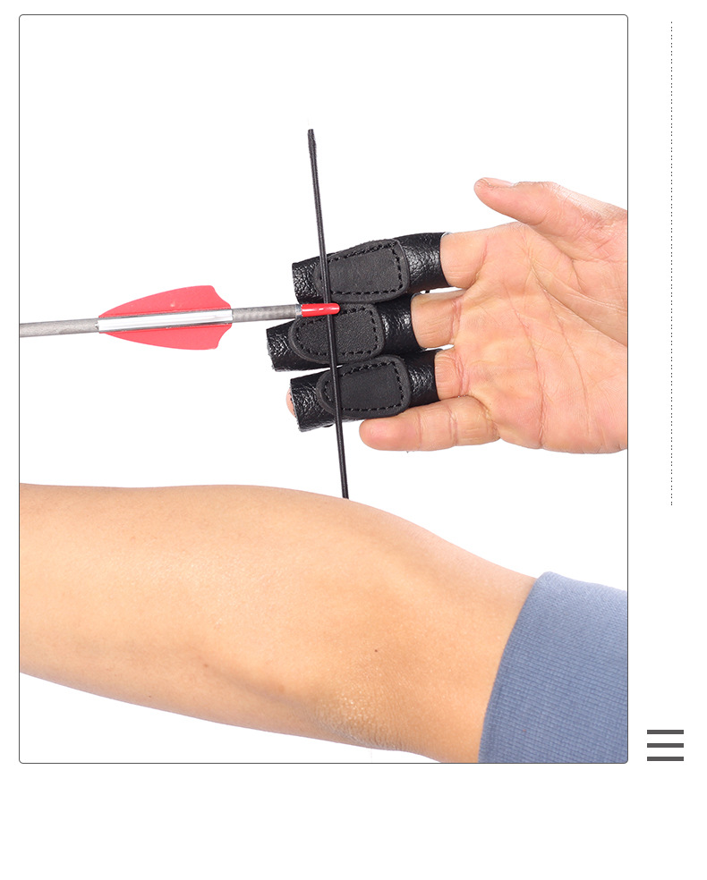 射箭三指独立护指牛皮护手保护手套直拉传统弓反曲弓护具弓箭指套