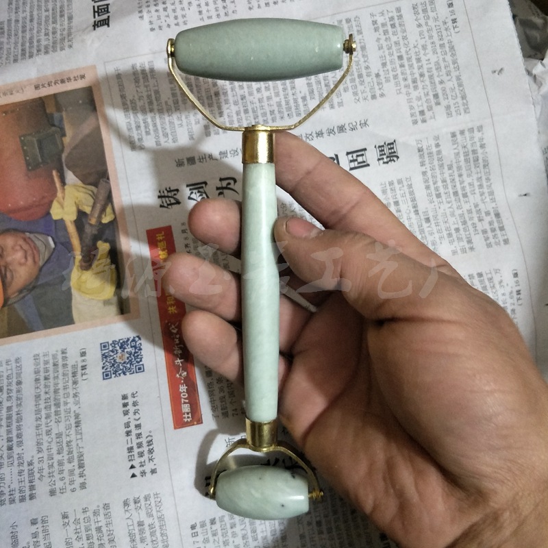 鲁山玉双头滚子小摆件 按摩器玉石按摩滚脸部