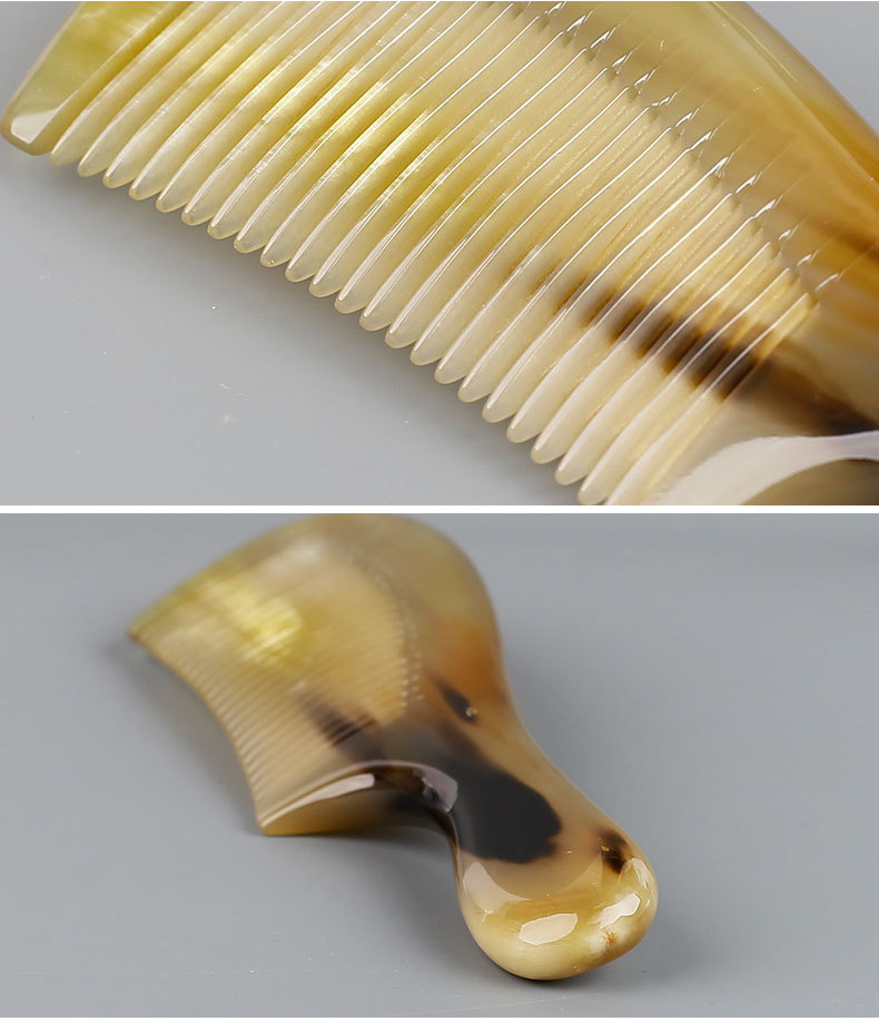 天然手工白牛角密齿梳16-20cm