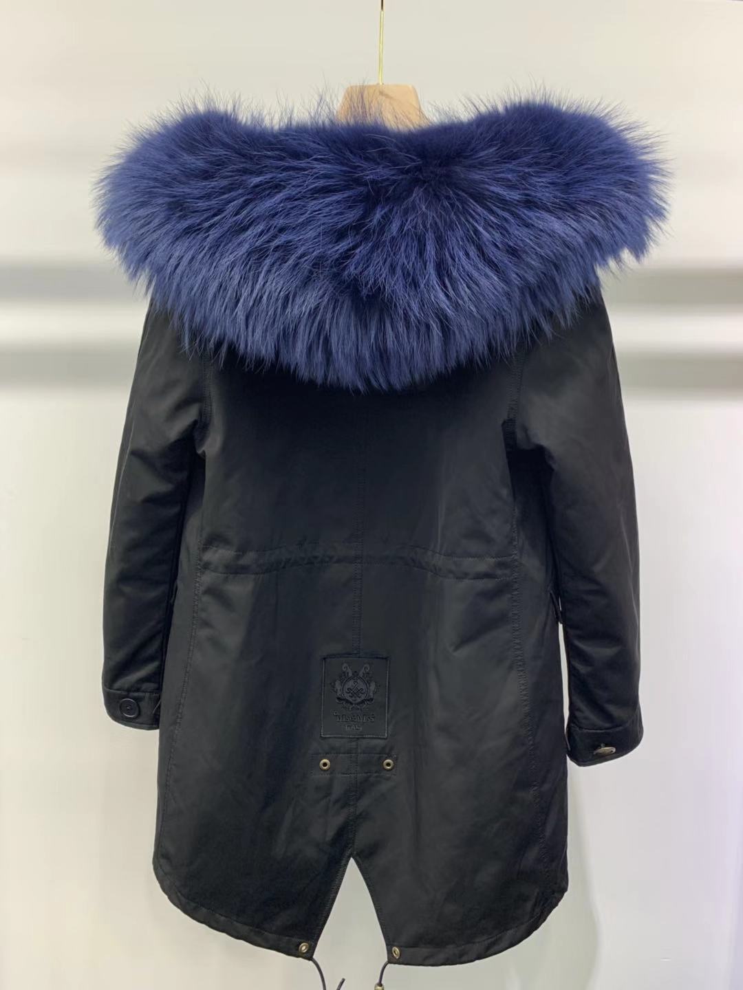 2019新款青根貂毛内胆皮草派克服女可拆卸大衣中长款外套