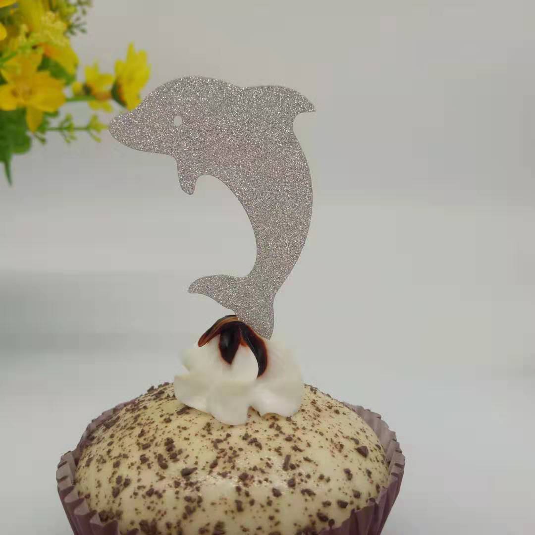 美人鱼主题海豚插件宝宝生日节庆派对婚庆布置纸杯蛋糕装饰用品
