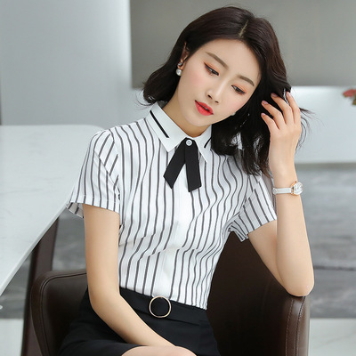 职业装女短袖白衬衫套装裙正装2019夏季客服导购前台珠宝店工作服