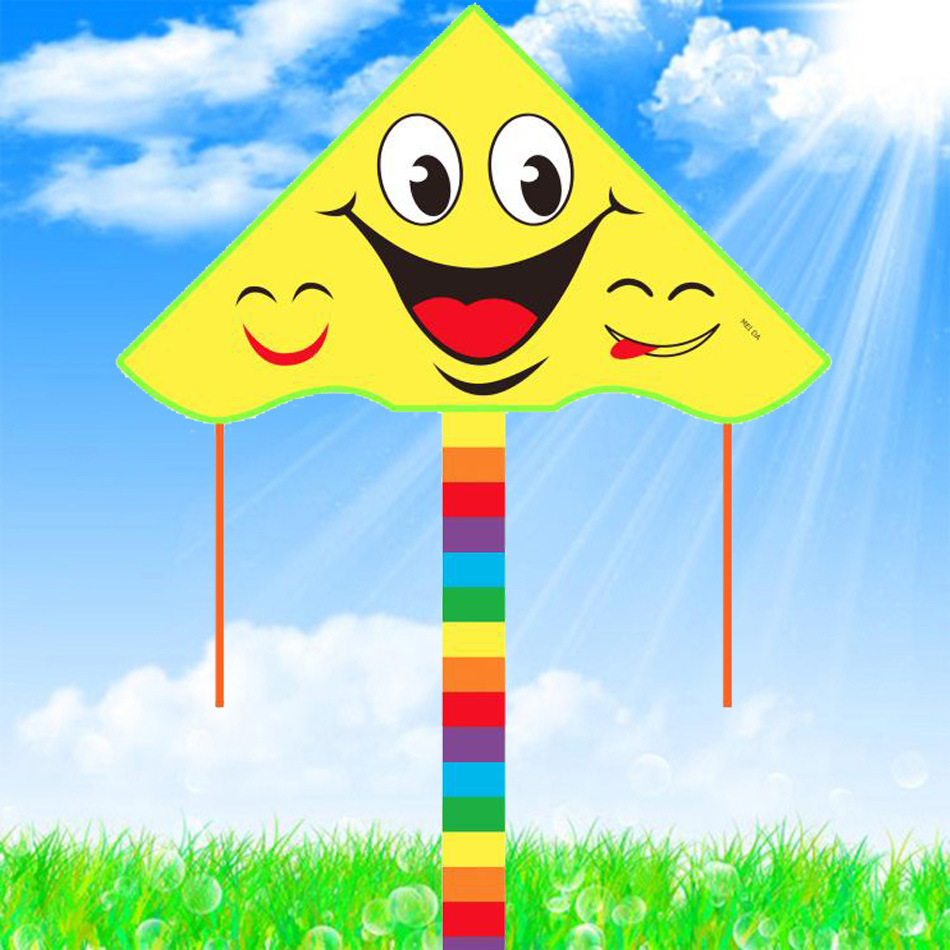 潍坊美达风筝批发新款儿童卡通热印小三角弯边微风易飞保飞厂家