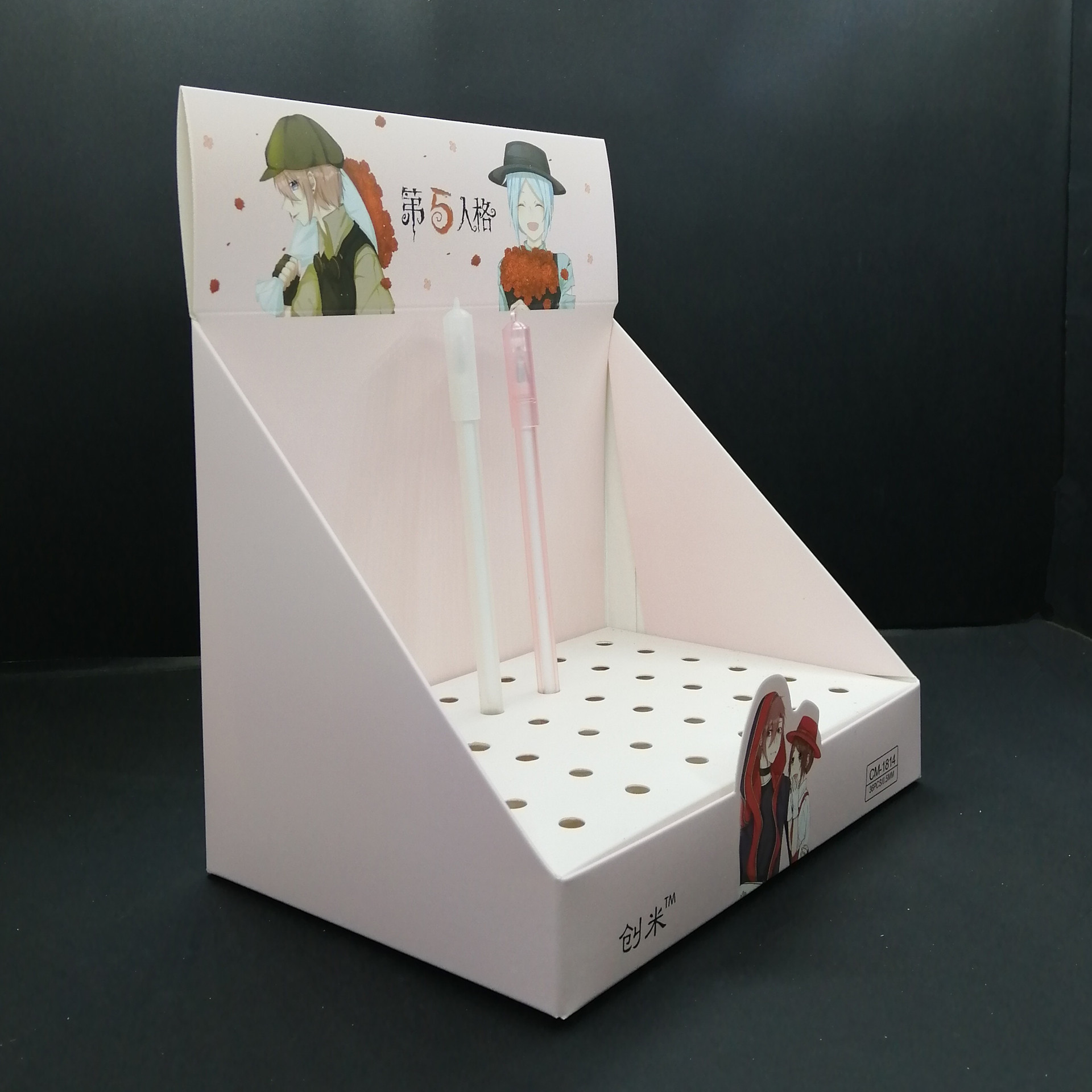 文具店仙女笔饰品笔纸质展示架笔架白卡纸牛皮纸流沙笔多功能展架