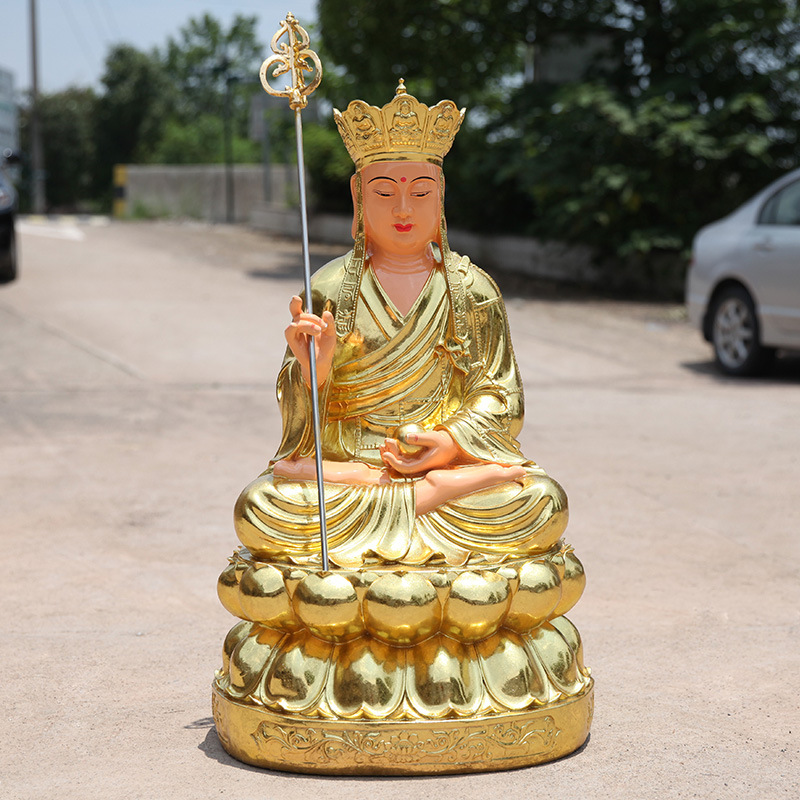 寺庙佛像树脂玻璃钢鎏金地藏王菩萨88cm高唐三藏佛像九华山地藏王