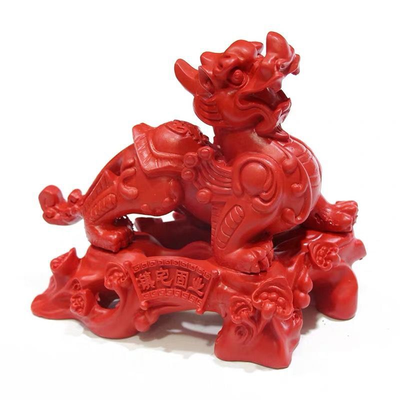 红朱砂貔貅麒麟纳福摆件 家居办公室礼品装饰 车载朱砂貔貅摆件