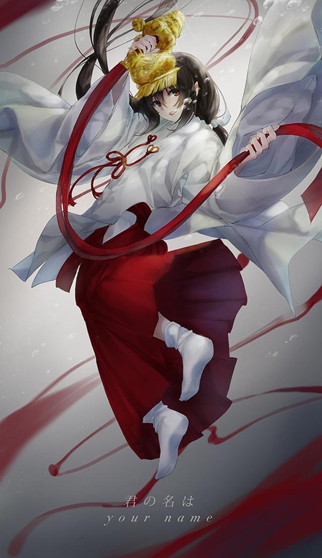 动漫cosplay和服 你的名字宫水三叶千早 正统巫女和服 一件代发