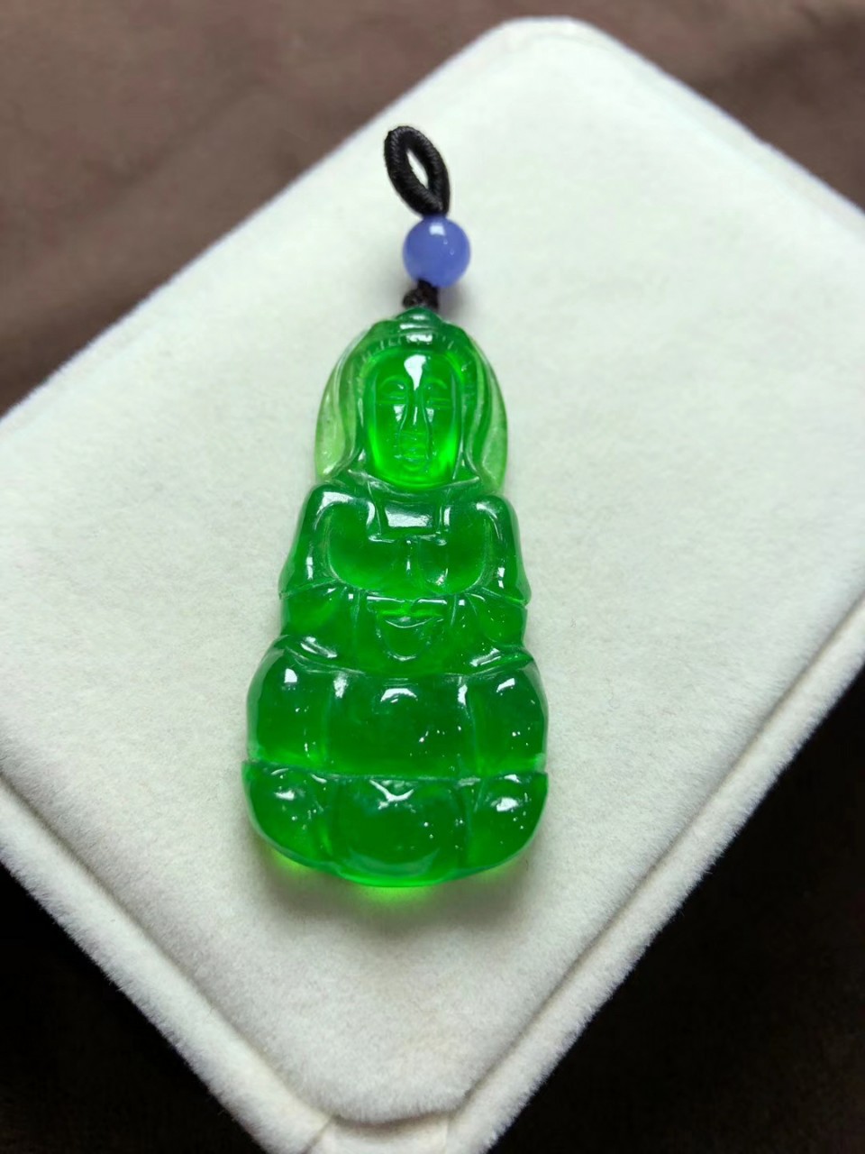 冰种帝王绿翡翠观音吊坠满绿玉如意挂件平安扣吊坠