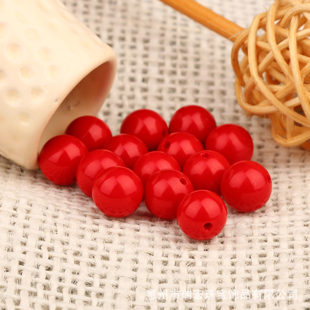 合成大红珊瑚圆珠 半成品diy手链首饰配件批发