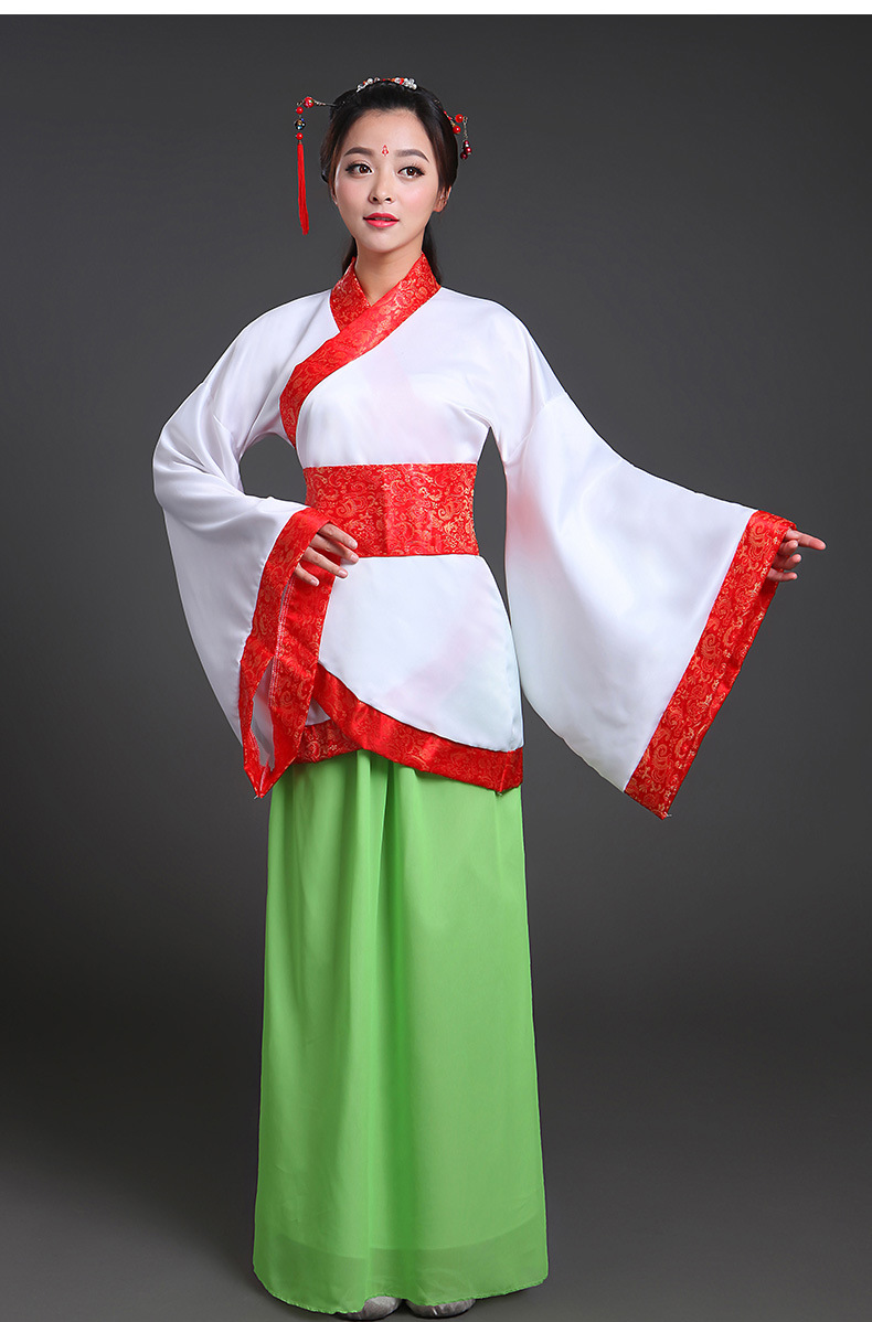 新款古装改良汉服女春季写真古筝演出服古代女装襦裙曲裾表演服装