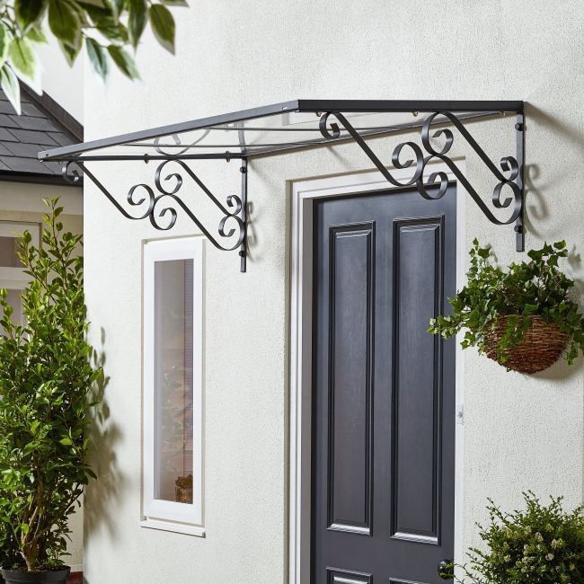 metal awning铁艺雨棚遮阳棚pc板雨棚金属遮雨棚铁艺防护遮雨顶棚