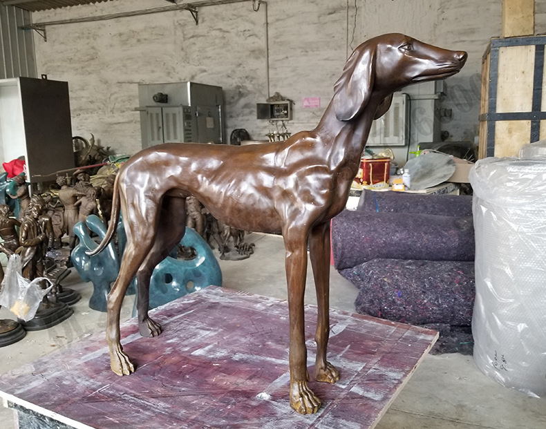定制长腿铜狗雕塑 工厂直销铜猎犬灵缇铜犬摆件室内家居酒店装饰