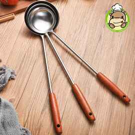 手感木柄分菜勺火锅勺家用食堂打菜勺酒店烹饪勺铲厨房厨师长勺子