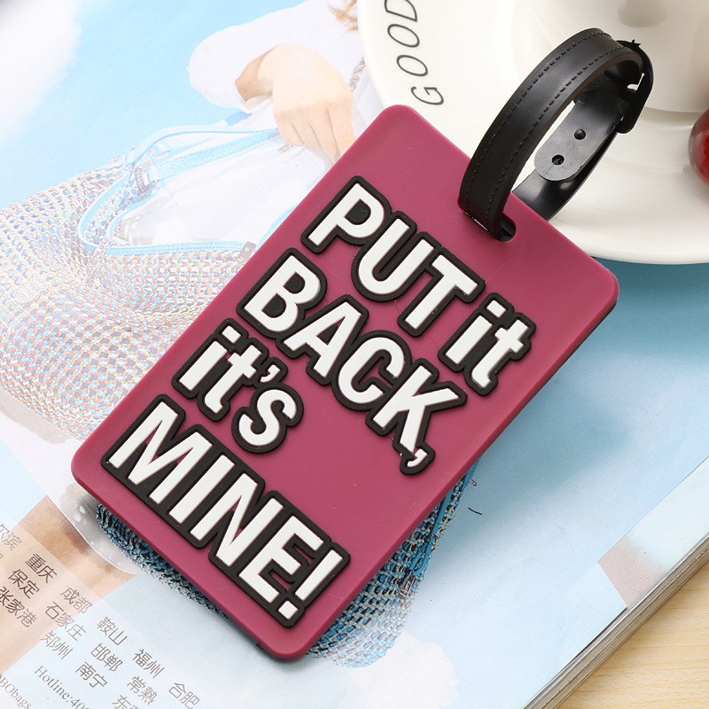 In Stock Factory Hot Selling English Letters PVC Soft Rubber Baggage Tag Fashion Boarding Tag Luggage Listing