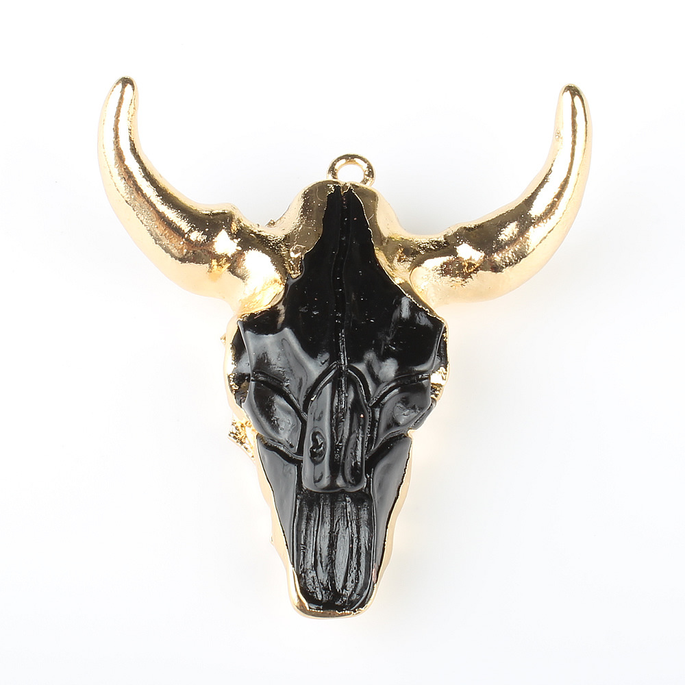 牛头吊坠 仿牛头项链金属包边饰品配件 40*43*10mmdiy手工制作