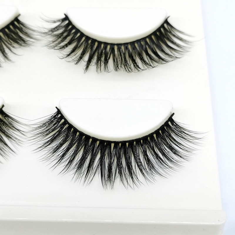 3d-04 Three-Dimensional Multi-Layer False Eyelashes Natural Cross Thick Simulation Sharpening 3 Pairs Black Stem Upper Eyelashes