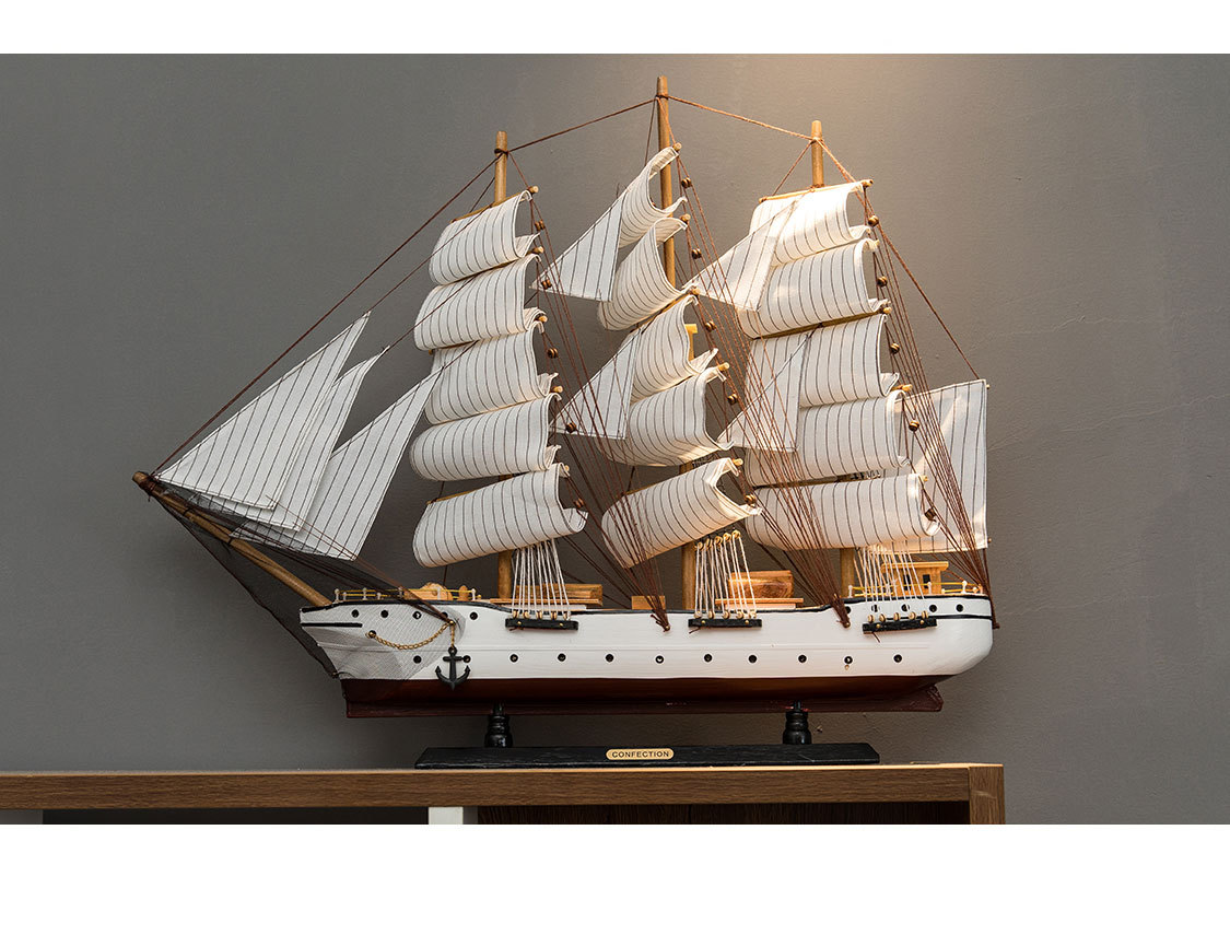 木制模型一帆风顺现代帆船简约办公室酒柜木创意装饰品工艺品