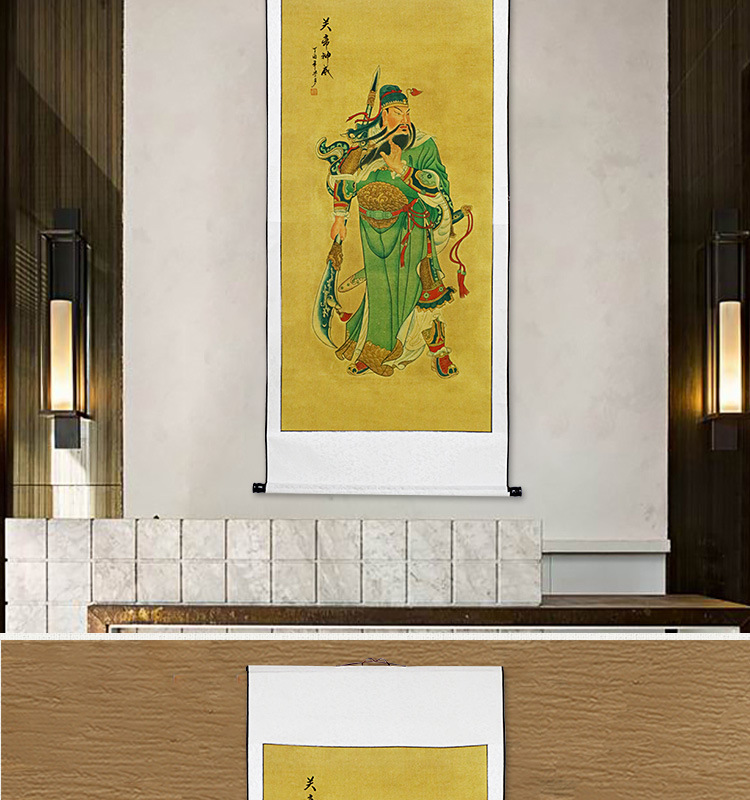 批发关公画像字画中堂锦绫装裱国画武圣人镇宅财神人物画像挂图