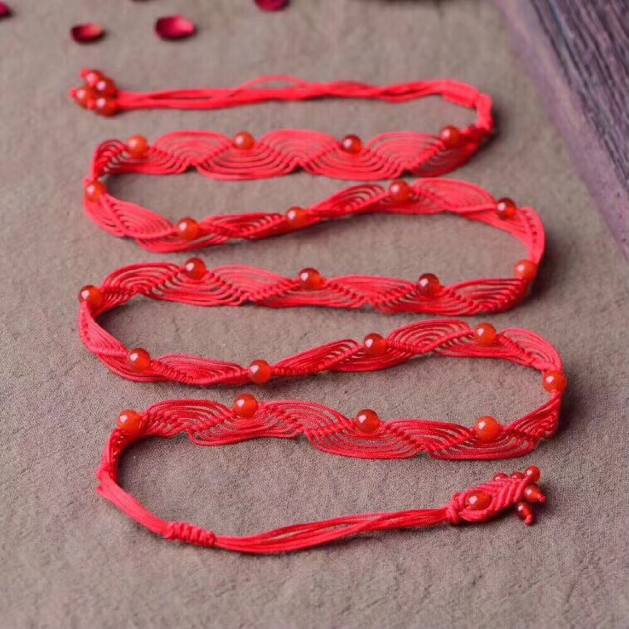 本命年腰链 本命年红腰链 天然红玛瑙腰链 女 红绳腰链红腰带