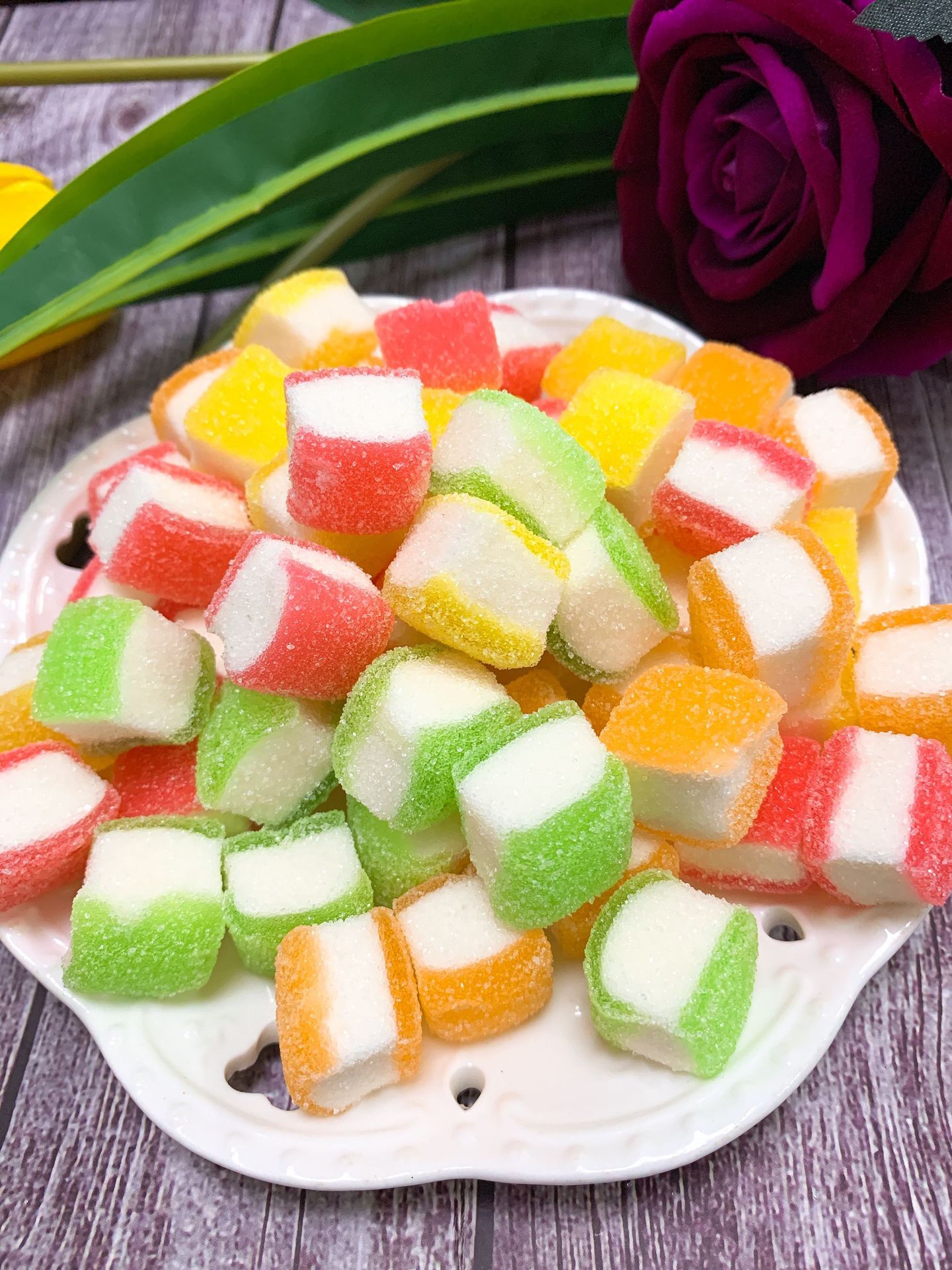 散装三层水果夹心糖什锦啫喱水果味软糖网红同款休闲零食水果软糖