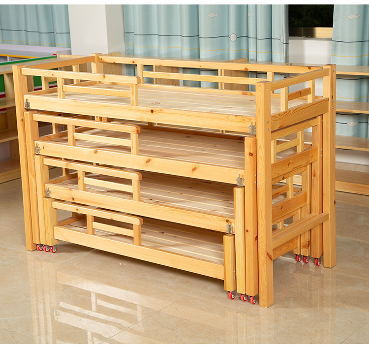 幼儿园实木四层推拉床儿童多层午睡床樟子松杉木早教床厂家定制