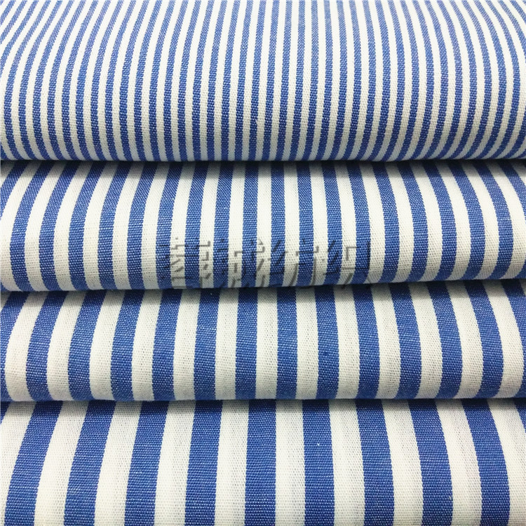 全棉条纹布 蓝白条比例条厂家直销 常年现货 条纹面料衬衫工装布
