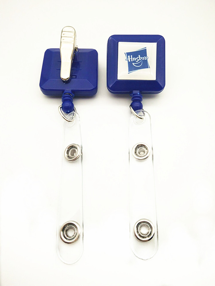 供应环保塑胶方形易拉扣 方形易拉扣 易拉得 挂绳伸缩扣 证件扣