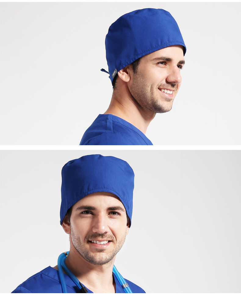 手术帽医生帽护士帽短发适用手术室帽子涤棉纯色经典圆顶帽工作帽
