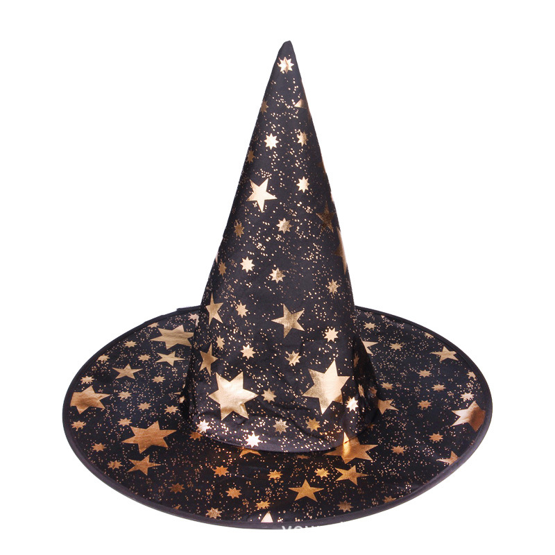 万圣节舞会派对帽子巫婆帽巫师帽纱帽印花南瓜帽尖帽子可大量定制