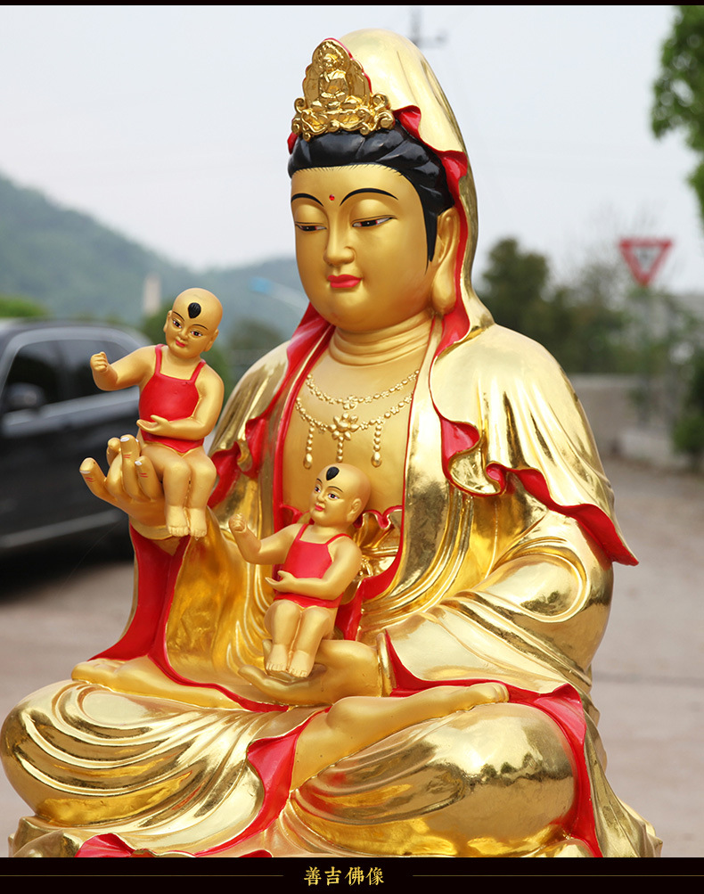 厂家批发树脂送子观音佛像摆件求子嗣观世音菩萨寺庙供奉佛具1米3