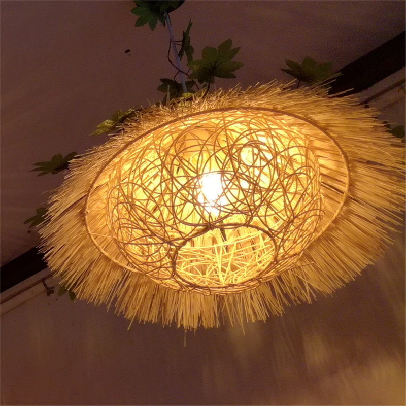 竹筒麻绳吊灯中式竹编吊灯榻榻米竹艺灯具新中式餐厅客厅灯水晶灯
