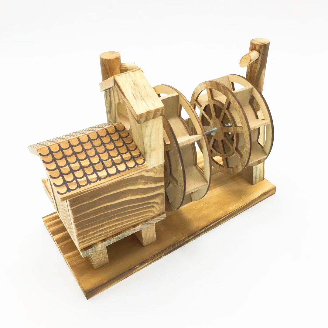 厂家批发木质工艺品双轮音乐水车儿童玩具家居摆件景区热卖