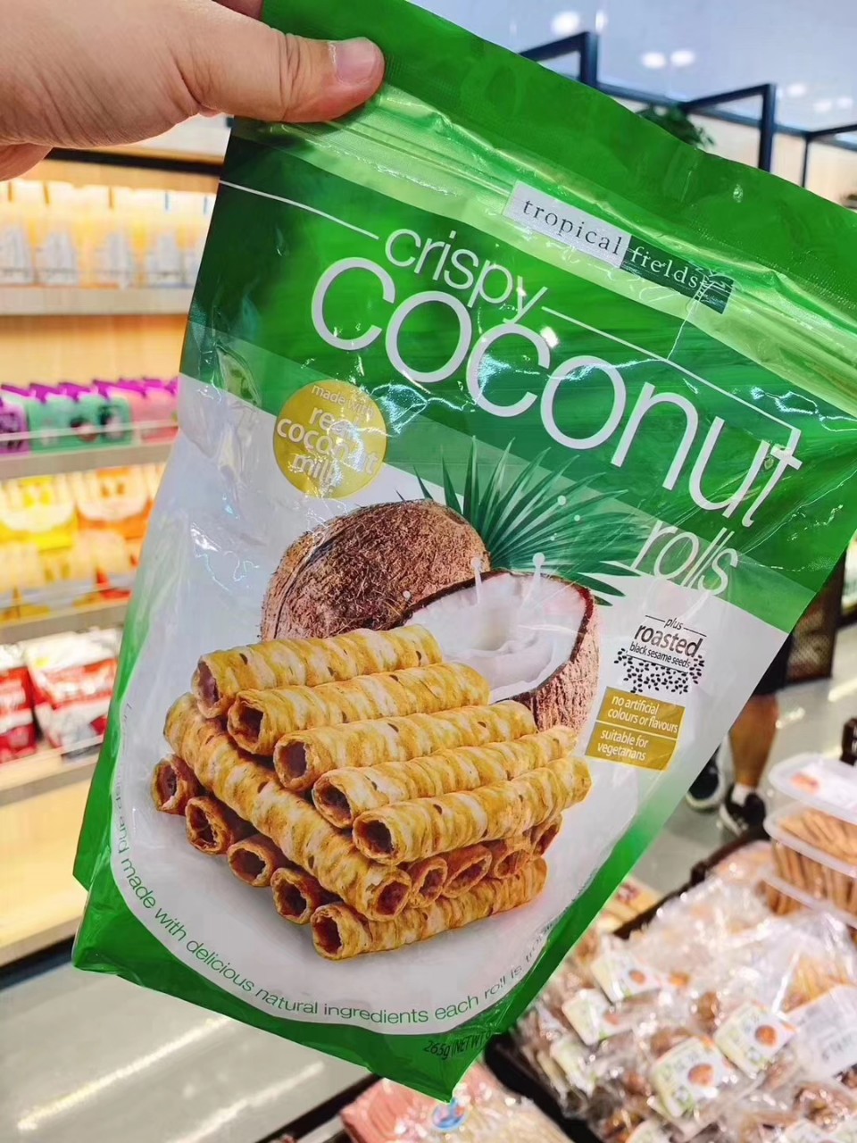澳洲tropical fields椰子卷265g 椰奶芝麻蛋卷零食酥脆食品-阿里巴巴