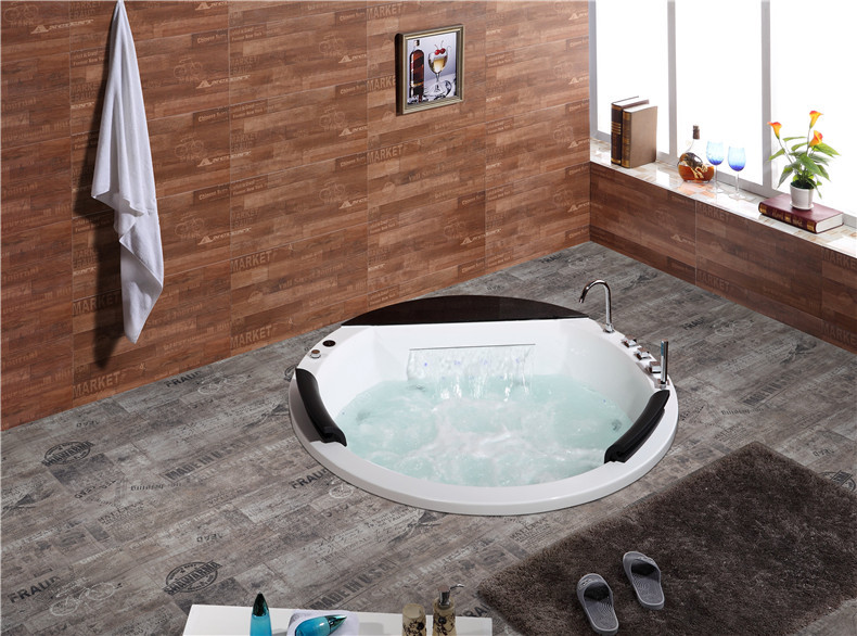 厂家直供浴缸亚克力酒店家用按摩冲浪浴缸圆形独立式浴池1.2-2米