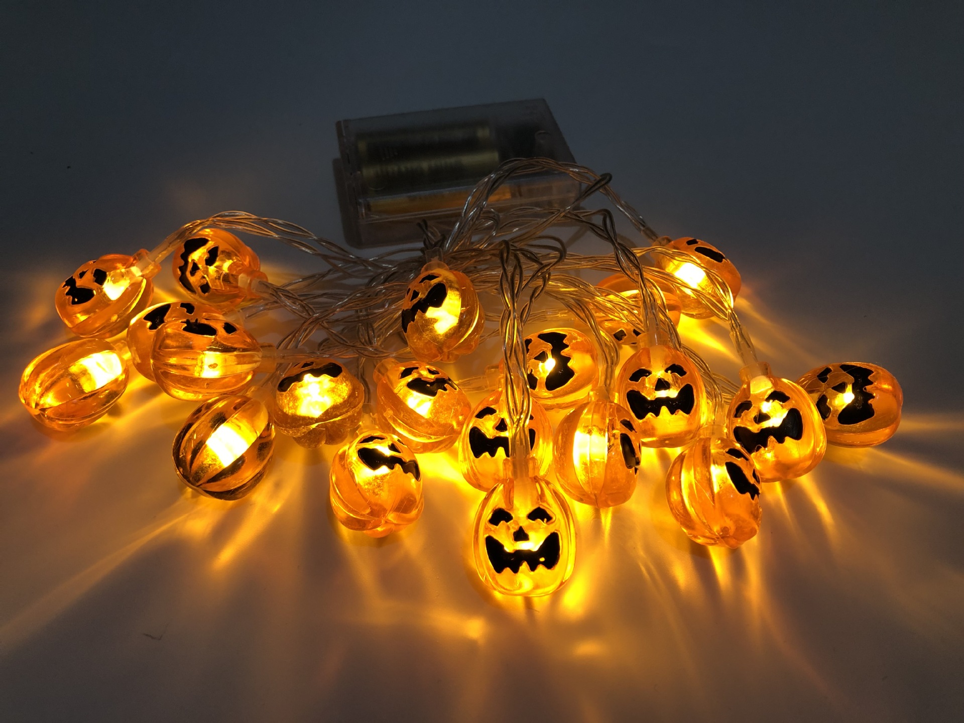 跨境led万圣节灯串南瓜灯串骷髅狂欢节鬼节派对庭院节日装饰彩灯