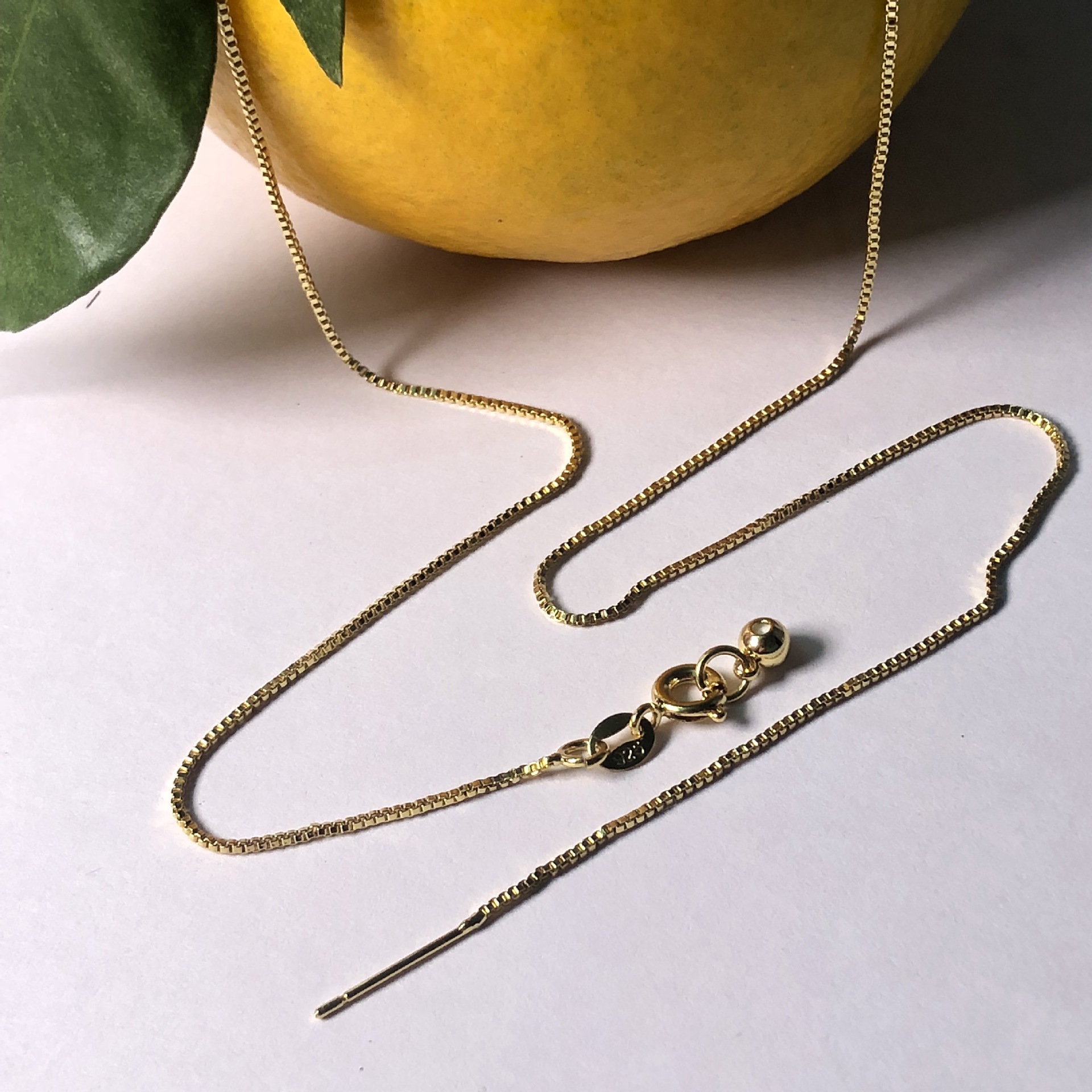 韩版盒子链铜镀保色金多功能盒仔链针链可穿珠项链硅胶珠调节长短