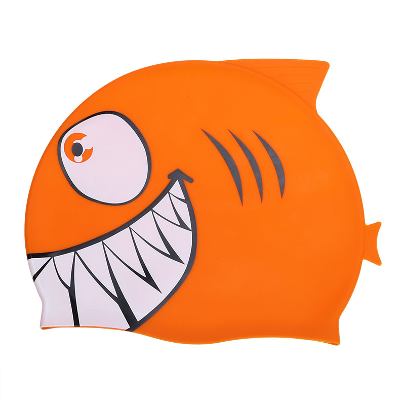儿童卡通游泳帽护发硅胶帽鲨鱼帽透气防水潜水游泳装备