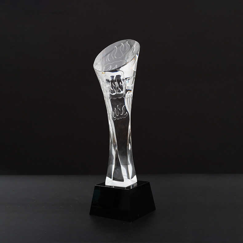 水晶奖杯 树脂水晶团队奖牌授权牌纪念品 火炬奖杯厂家定制logo