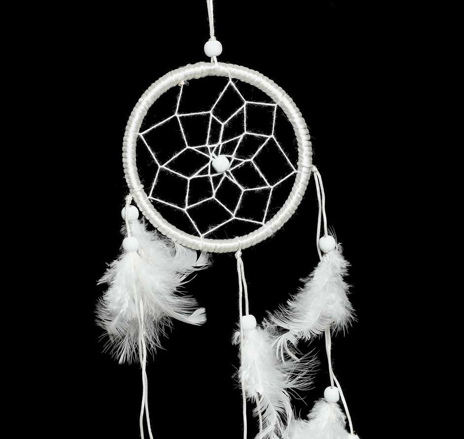 欧美白色羽毛捕梦网手工diy风铃壁饰家居工艺品挂饰车载挂件批发