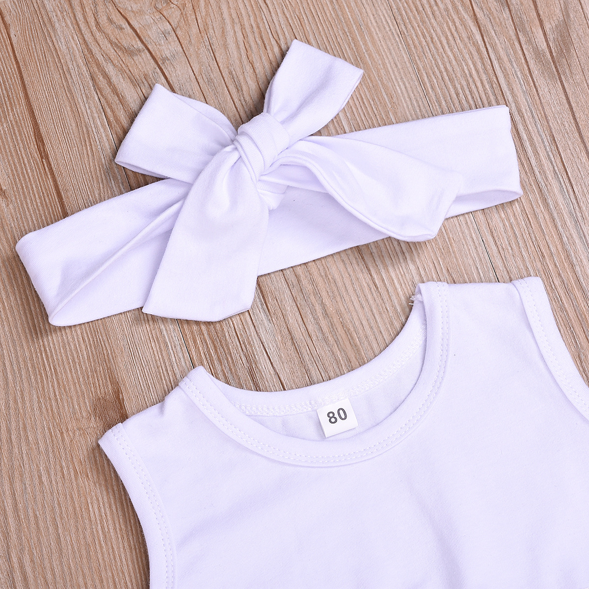 速买通外贸童装 夏季女童蕾丝花边露脐背心 印花长裤 发带 3件套