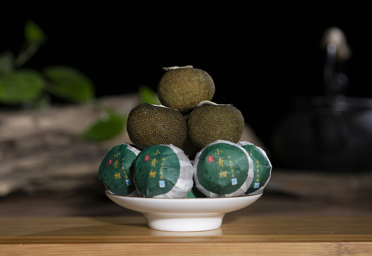 2018年新会天马生晒小青柑 柑普茶 陈皮普洱茶明前头春勐海宫廷料