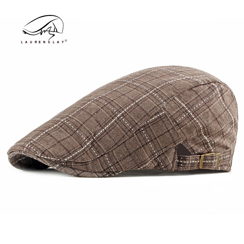 British Retro Peaked Cap Men's Plaid Advance Hats Spring and Summer New Korean Style Fashion Beret Women's Duckbill Cap