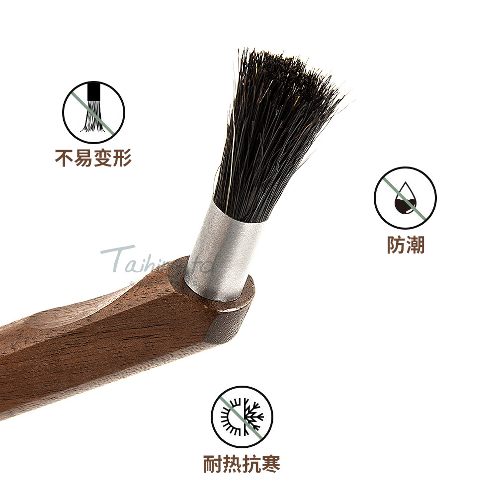 Crank Walnut Pig Bristle Brush Coffee Grinder Cleaning Commercial Coffee Shop Brush Coffee Machine Powder Cleaning Brush