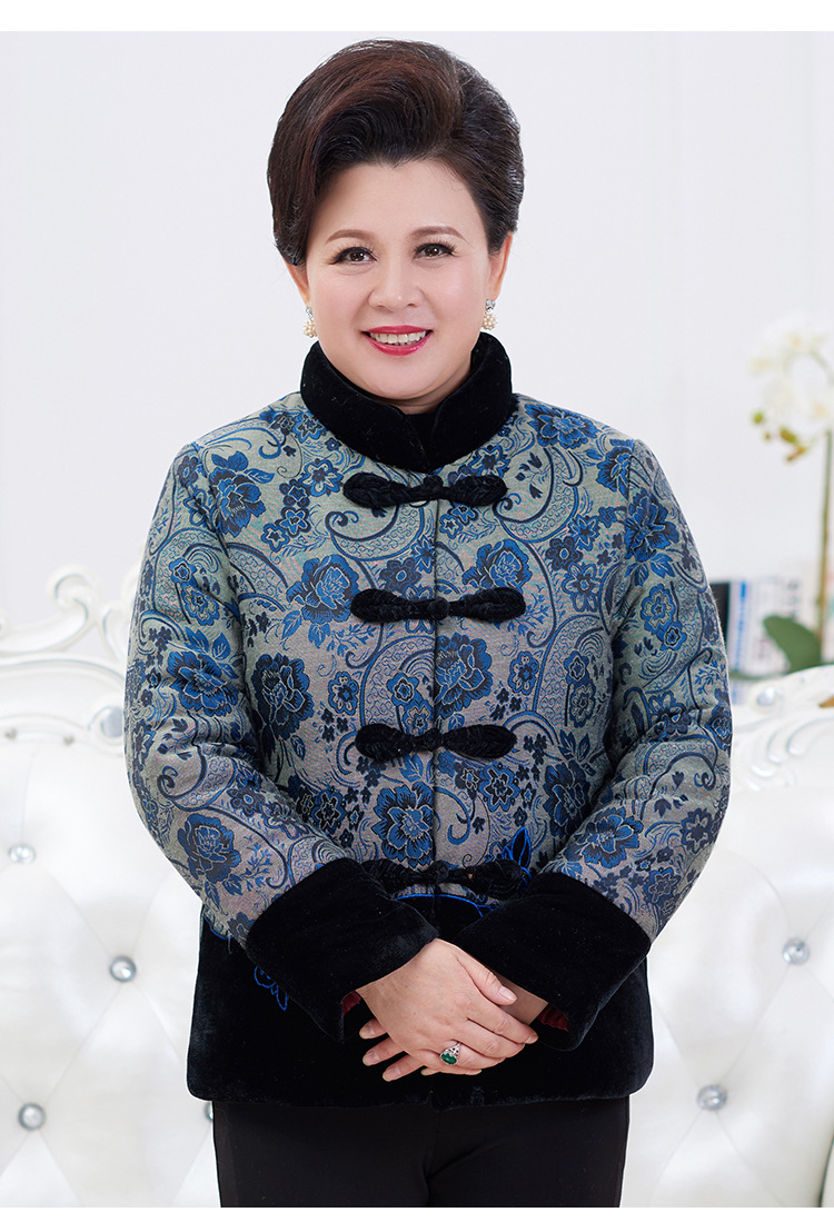 200斤加肥加大码胖妈妈装冬装中老年人女装特体加绒棉衣奶奶唐装