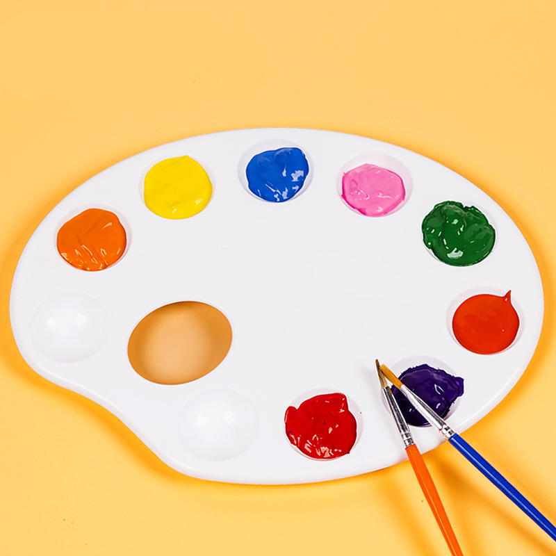 儿童椭圆形调色盘水彩水粉丙烯颜料盘幼儿园美术调色盘绘画类用品