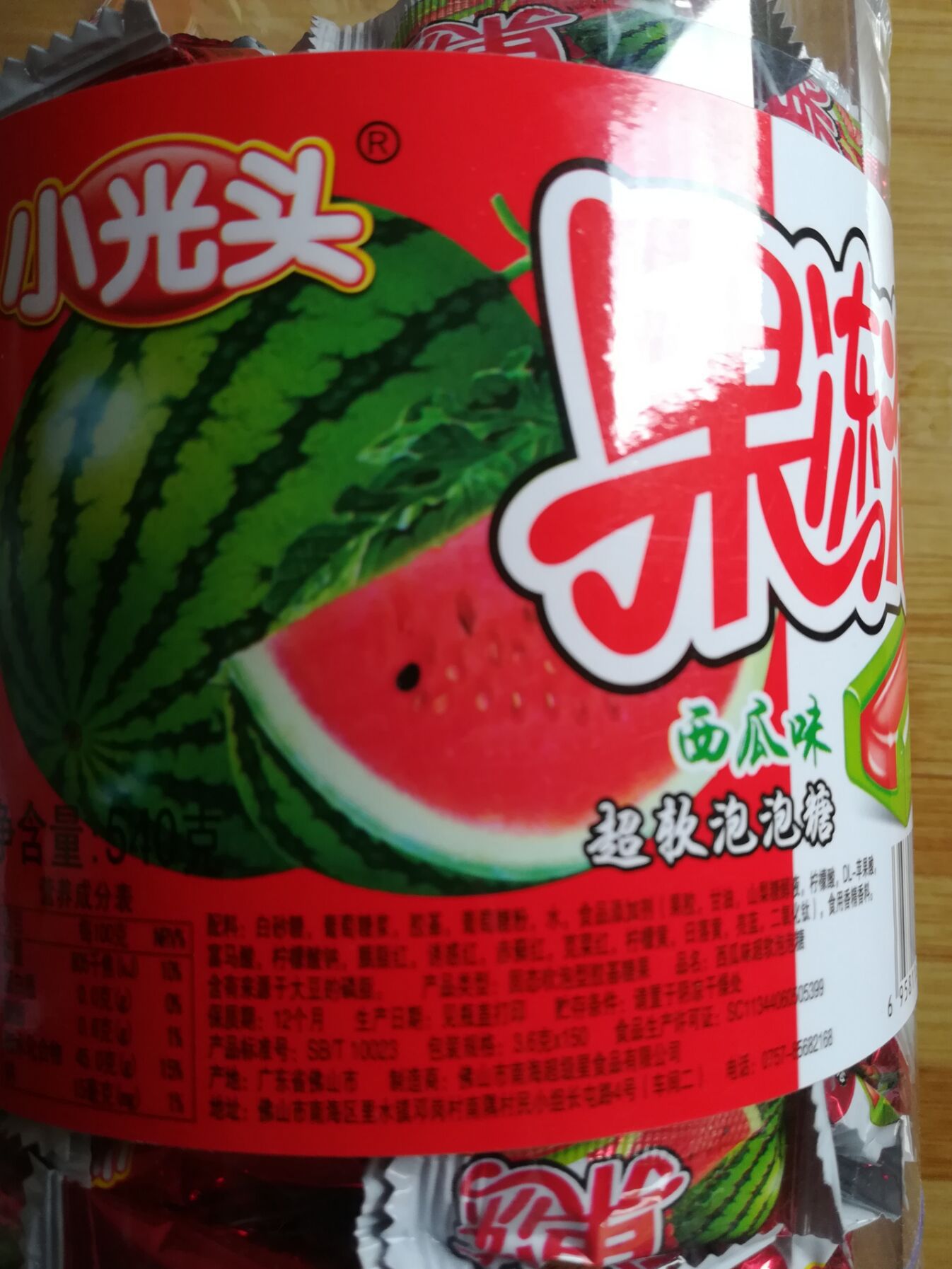 小光头540g小光头果冻泡西瓜味超软泡泡糖
