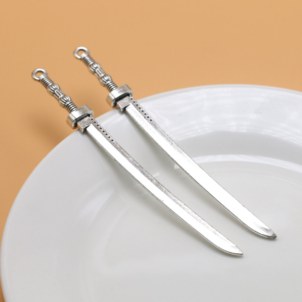 外贸热销合金长刀挂件军刀吊坠106mm diy饰品配件手工材料批发