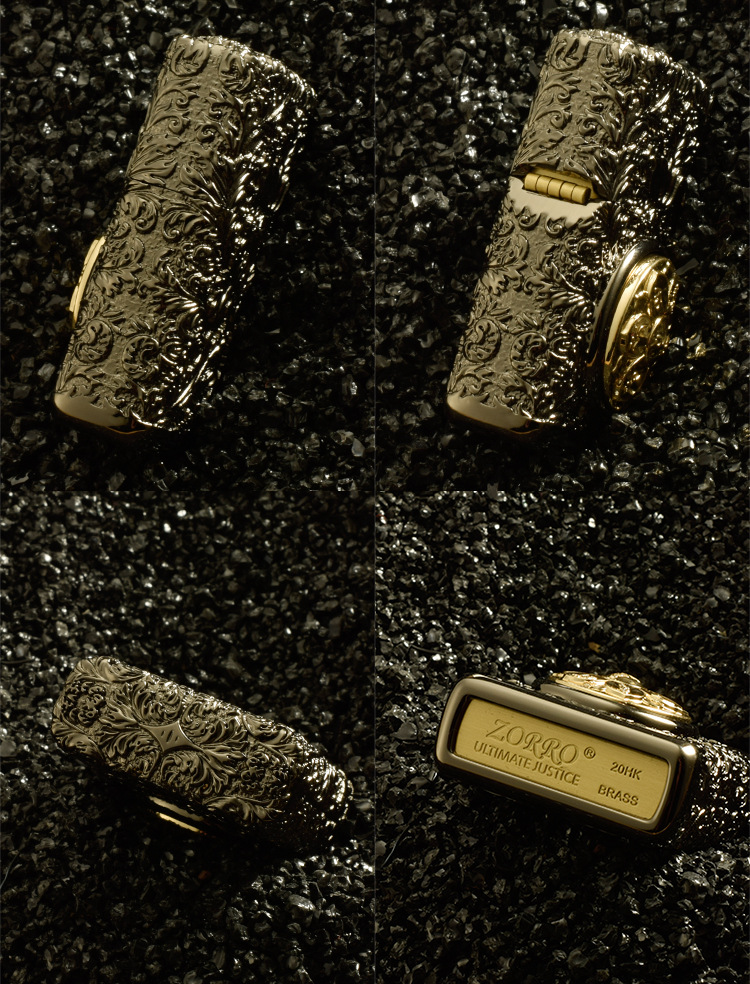 佐罗煤油打火机盔甲富贵花六字真言转珠铜制机金黑两色送礼送男友